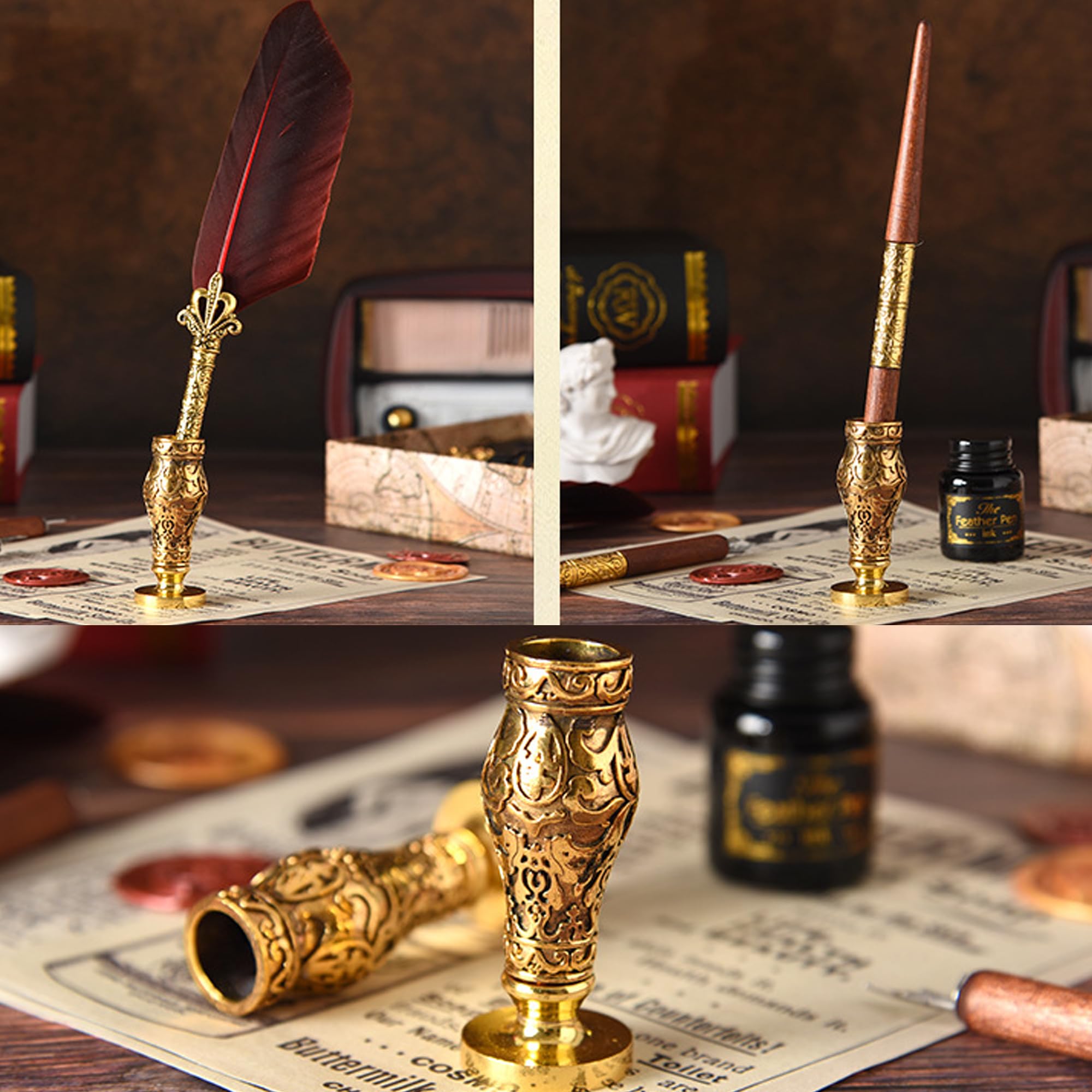 Amazon.co.jp: XUBX カリグラフィーペンセット、羽ペンとインクセット